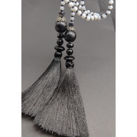 Naszyjnik Długi Sznur Kryształki Szklane z Chwostami