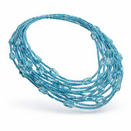 NASZYJNIK KRÓTKI NIEBIESKIE TULIPANY SZNUREK KORALE