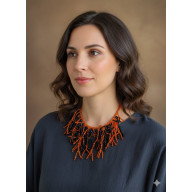 NASZYJNIK PATYCZAKI KORALOWY NASZYJNIK DEEP AMBER & ONYX