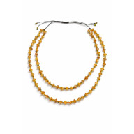 NASZYJNIK SZKLANE BURSZTYNOWE KORALE NA SZNURKU