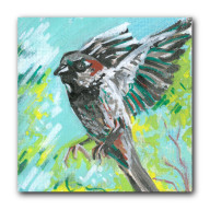 WRÓBELEK. OBRAZEK NA PŁÓTNIE/ MAGNES