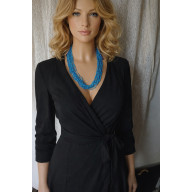 NASZYJNIK WIELORZĘDOWY Z KORALIKÓW NIEBIESKI - BOHO, STYL MORSKI, REGULOWANY