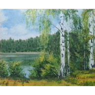 WYPRZEDAŻ KOLEKCJI - ZESTAW RĘCZNIE MALOWANYCH OBRAZÓW - BRZOZY W KOLORZE