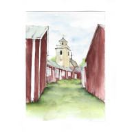 GAMMELSTAD, SZWECJA - OBRAZ AKWARELOWY