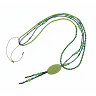 NASZYJNIK GREEN EARTH - PODWÓJNY SZNUR Z ZIELONYM MEDALIONEM
