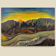 ZACHÓD NAD DOLINĄ - PEJZAŻ NA PŁÓTNIE 50X70