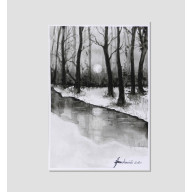 STRUMYK- MONOCHROMATYCZNA AKWARELA A4