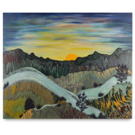 SUNSET VALLEY - KRAJOBRAZ GÓRSKI O ZACHODZIE SŁOŃCA, PŁÓTNO 50X60