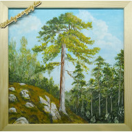 RĘCZNIE MALOWANY AKRYLOWY OBRAZ Z RAMĄ I CYTATEM - PRZENIEŚ DO WNĘTRZ ZAPACH LASU