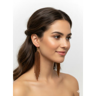 KOLCZYKI CHOCOLATE DŁUGIE KOLCZYKI BEADINGOWE - GŁĘBOKI BRĄZ (13,5 CM)