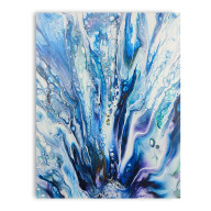 BLUE SPLASH - OBRAZ WYKONANY METODĄ POURINGU NA PŁÓTNIE 40X50