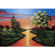 ZACHÓD SŁOŃCA NAD SPOKOJNĄ RZEKĄ ROZMIAR 50/70