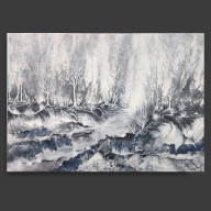 TAJEMNICA LASU - MONOCHROMATYCZNY KRAJOBRAZ NA PŁÓTNIE 50X70