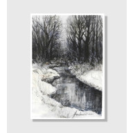 STRUMIEŃ- MONOCHROMATYCZNA AKWARELA A4