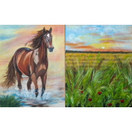 ZESTAW RĘCZNIE MALOWANYCH OBRAZÓW - DYPTYK PULS NATURY