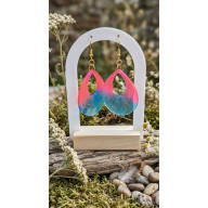 KOLCZYKI NEONOWA FALA – ŻYWICA UV & STAL SZLACHETNA