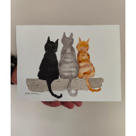 AKWARELA KOTY – ORYGINAŁ, RĘCZNIE MALOWANY (26X19 CM)