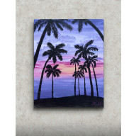 OBRAZ PALMY O ZACHODZIE SŁOŃCA