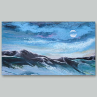 KRAJOBRAZ GÓRSKI W BLASKU KSIĘŻYCA - AKRYL NA PŁÓTNIE 40X70