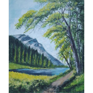 RĘCZNIE MALOWANY TRYPTYK AKRYLOWY GÓRSKI SPOKÓJ – KOMPLET 3 SZT.