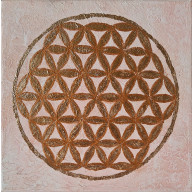 OBRAZ NA PŁÓTNIE RĘCZNIE WYKONANY AKRYLAMI NA PŁÓTNIE MANDALA KWIAT ŻYCIA ZE ZŁOTEM