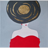 OBRAZ MALOWANY AKRYLAMI NA PŁÓTNIE KOBIETA ABSTRAKCJA MINIMALISTYCZNY 20X20