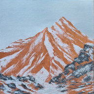 OBRAZ NA PŁÓTNIE RĘCZNIE MALOWANY STRUKRURALNY GÓRY MIEDŹ 50X50