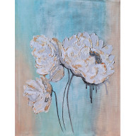 OBRAZ NA PŁÓTNIE RĘCZNIE MALOWANY AKRYLAMI KWIATY STRUKTURALNY 40/50