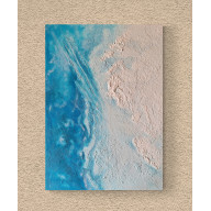 Obraz ręcznie malowany akrylami na płótnie strukturalny abstrakcja morze minimalistyczna 55×76