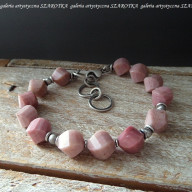 PUDROWA BRANSOLETKA Z RODONITU I SREBRA