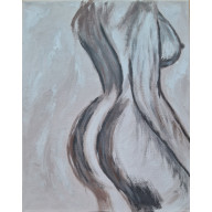 OBRAZ RĘCZNIE MALOWANY AKRYLAMI NA PŁÓTNIE BAWEŁNIANYM KOBIETA ABSTRAKCJA MINIMALISTYCZNA 55X75