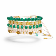 DŁUGI NASZYJNIK BOHO Z ZIELONYCH SZKLANYCH KORALI – RĘCZNIE PLECIONY Z REGULOWANYM ZAPIĘCIEM