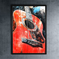 CZERWONA GITARA - GRAFIKA NA PLAKACIE NA A3