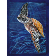 ŻÓŁW MORSKI PASTEL SUCHY 100X70 CM | OBRAZ RĘCZNIE WYKONANY W ANTYRAMIE