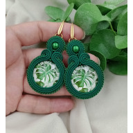 KOLCZYKI MONSTERA, KOLCZYKI SOUTACHE SUTASZ, KOLCZYKI LIŚCIE LISTKI