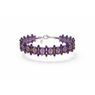 BRANSOLETKA BEADED CHOKER „FIOLETOWA SYMFONIA” - RĘKODZIEŁO Z KORALIKÓW