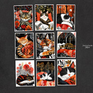 ŚPIĄCY KOT - ZESTAW 9 GRAFIK 15X21 CM