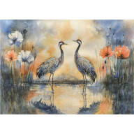 ŻURAWI DUET, AKWARELA A3