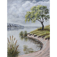 NASTROJOWY PEJZAŻ MALOWANY NA PŁÓTNIE - NOSTALGICZNA MELANCHOLIA 40X30CM (DARMOWA DOSTAWA)