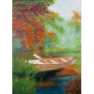 NASTROJOWY PEJZAŻ MALOWANY NA PŁÓTNIE - ZATOKA WSPOMNIEŃ 40X30CM