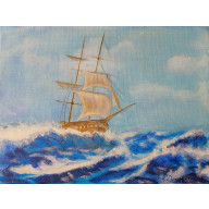 NASTROJOWY PEJZAŻ MALOWANY NA PŁÓTNIE - W WALCE Z ŻYWIOŁEM 30X40CM
