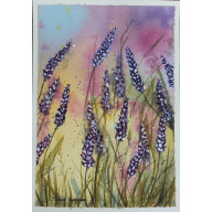 AKWARELA PT: FIOLETOWA ŁĄKA 19X27 CM HANDMADE LAWENDA