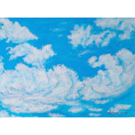 INTRYGUJĄCY PEJZAŻ MALOWANY NA PŁÓTNIE - CZYSTY BŁĘKIT 30X40CM