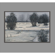 ORYGINALNY OBRAZ AKWARELOWY PT: ZIMOWE MILCZENIE. 19X27 CM, UNIKAT