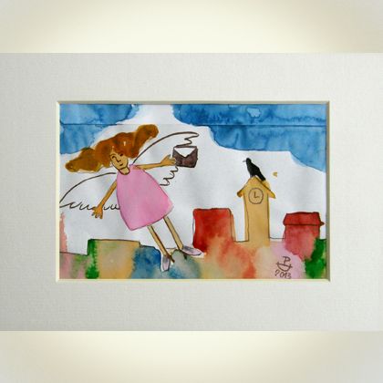 Aniołek pocztowy nad miastem , Paweł Dąbrowski, anioły i aniołki