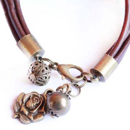 Sara Mondrian - bransoletki - Skóra z ceramiką w starym złoc foto #2