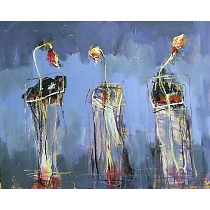 Kwiaty..., Dariusz Grajek, olej + akryl