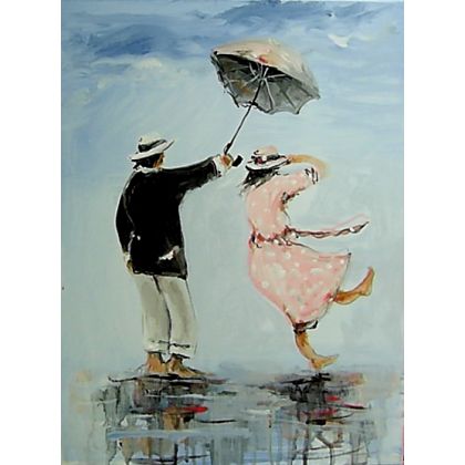 Wietrzna miłość..., Dariusz Grajek, olej + akryl