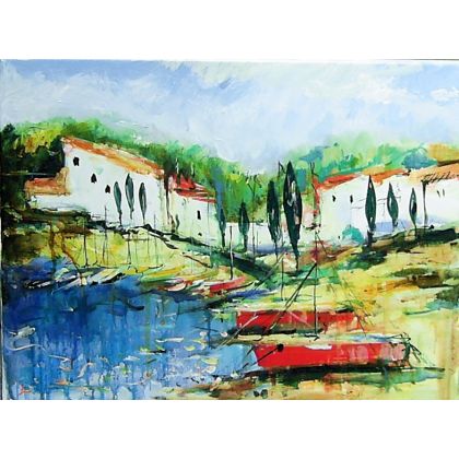 Port Lligat...., Dariusz Grajek, olej + akryl