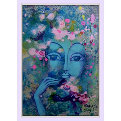 Kobieta w Kwiatach 2, Nadia Siemek, obrazy akryl